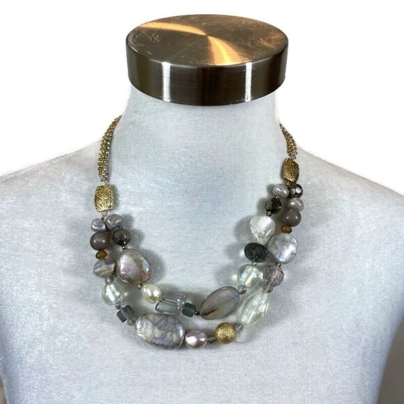 NWT Dress Barn Mixed Media‎ Necklace Silver & Gold - Picture 1 of 6